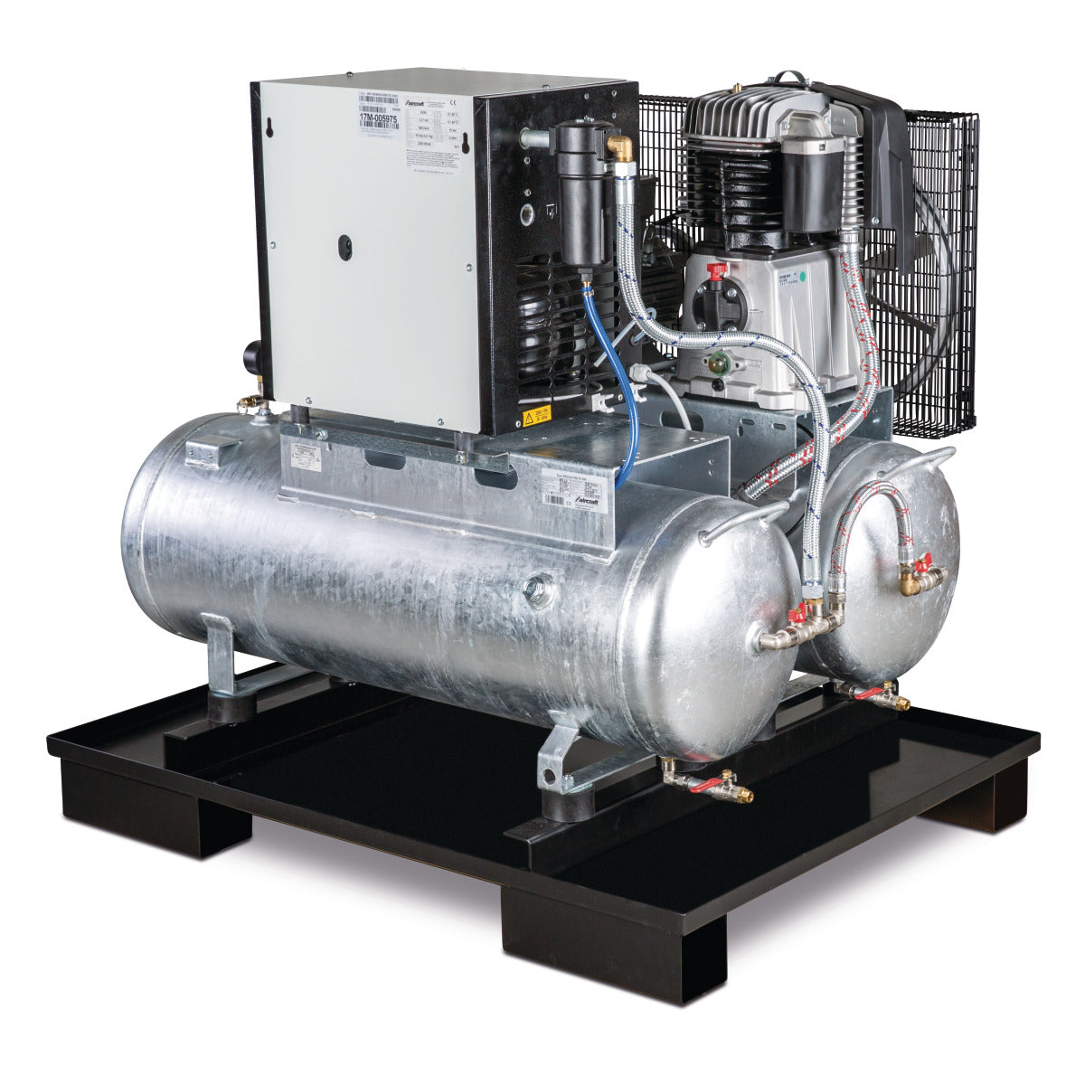 Aircraft AIRPROFI DUO Stationärer Kolbenkompressor mit 2x 100 Liter-Druckluftbehältern und Kältetrockner 853/2x100/10 K | Art.-Nr. 2023086
