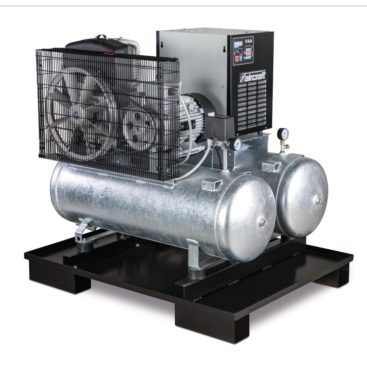 Aircraft AIRPROFI DUO Stationärer Kolbenkompressor mit 2x 100 Liter-Druckluftbehältern und Kältetrockner 853/2x100/10 K | Art.-Nr. 2023086