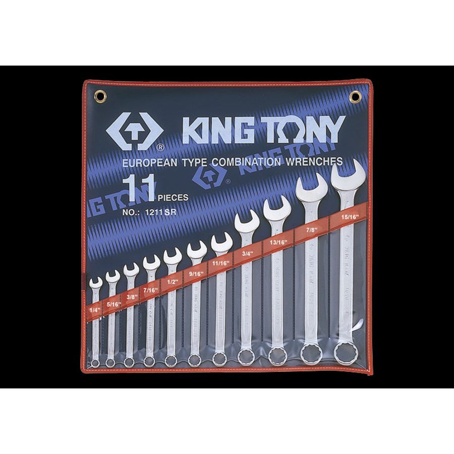 KING TONY Profi-Werkzeuge - Kombischlüssel-Set, Zoll - 11 tlg. 1211SR
