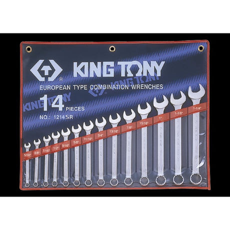 KING TONY Profi-Werkzeuge - Kombischlüssel-Set, Zoll - 14 tlg. 1214SR