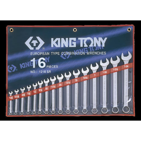 KING TONY Profi-Werkzeuge - Kombischlüssel-Set, Zoll - 16 tlg. 1216SR