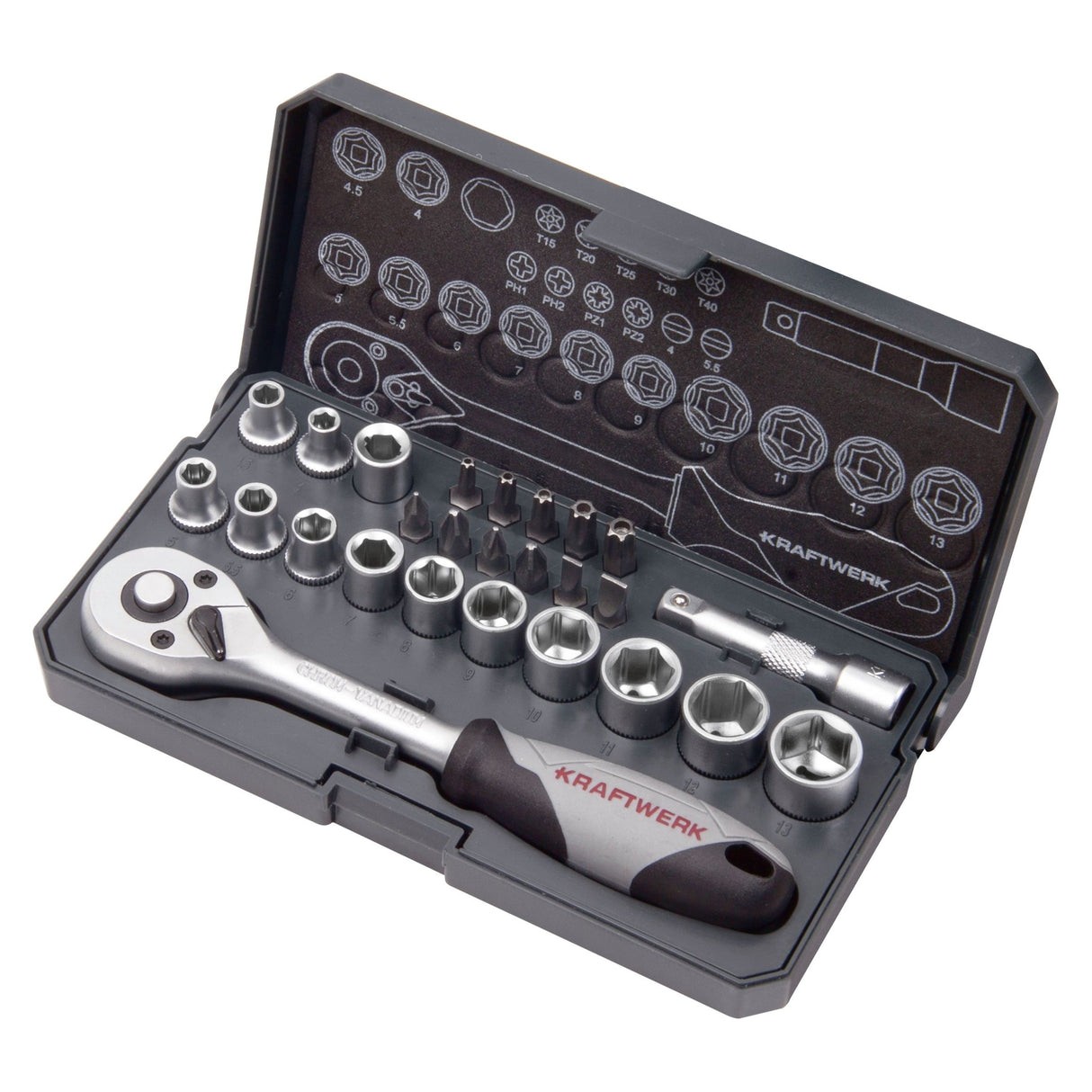 Kraftwerk BASIC LINE 1/4" Umschaltknarre Steckschlüssel-Satz, 26-tlg