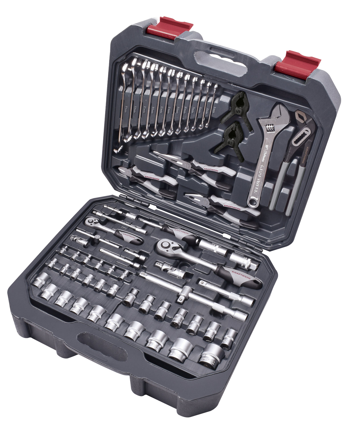 Kraftwerk BASIC LINE 1/4" + 1/2" Umschaltknarren Steckschlüsselsatz Werkzeugkoffer, 266-tlg.