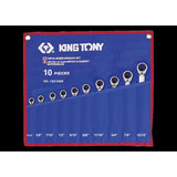 KING TONY Profi-Werkzeuge - Schraubenschlüssel-Set, für Schnellmontage, Zoll - 10 tlg. 12210SR
