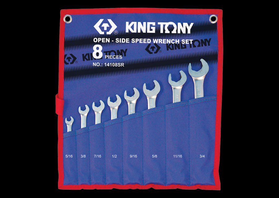 KING TONY Profi-Werkzeuge - Ratschen-Ring-Maulschlüssel-Set, Zoll, für Schnellmontage - 8 tlg. 14108SR