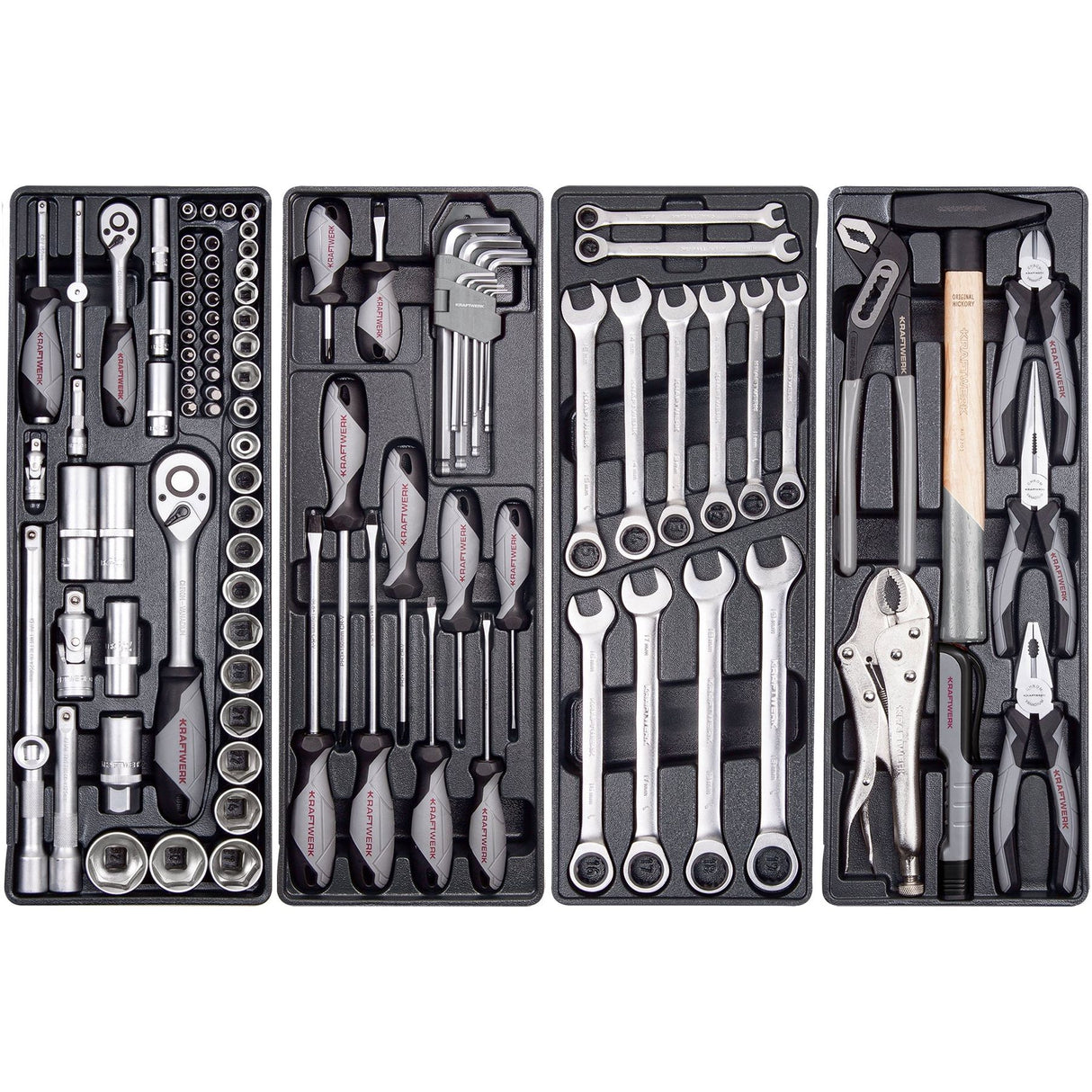 Kraftwerk BASIC LINE 1/4" + 1/2" Werkzeugkiste mit Auszügen, 100-tlg