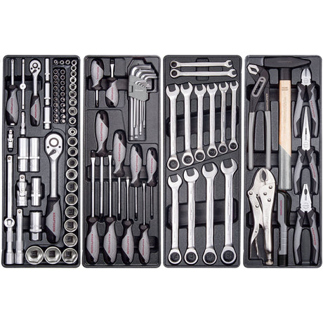 Kraftwerk BASIC LINE 1/4" + 1/2" Werkzeugkiste mit Auszügen, 100-tlg