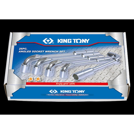 KING TONY Profi-Werkzeuge - Aufsteckschraubenschlüssel, abgewinkelt, metrisch - 26 tlg. 1826MR