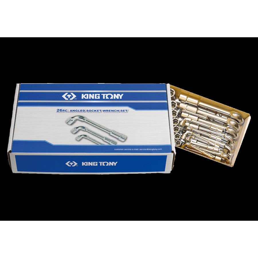 KING TONY Profi-Werkzeuge - Aufsteckschraubenschlüssel, abgewinkelt, metrisch - 26 tlg. 1926MR