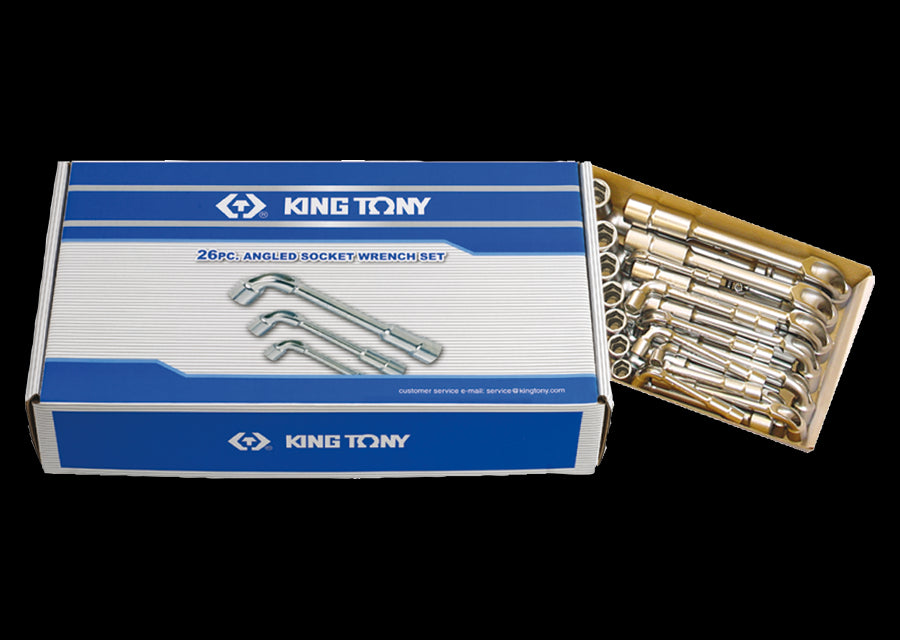 KING TONY Profi-Werkzeuge - Aufsteckschraubenschlüssel, abgewinkelt, metrisch - 26 tlg. 1926MR