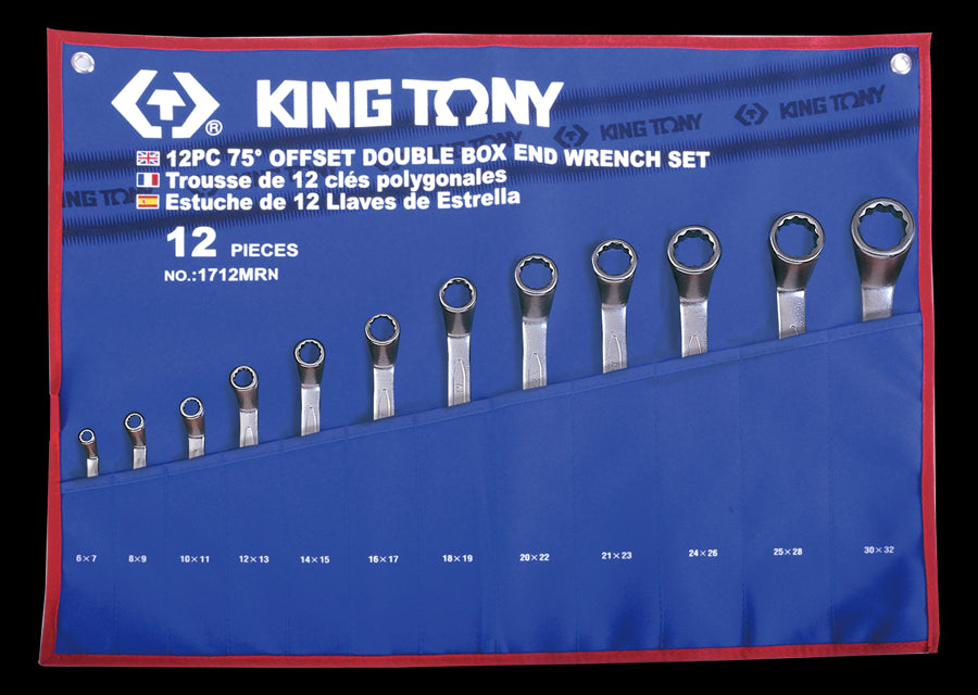KING TONY Profi-Werkzeuge - Polygonaler Doppel-Ringschlüssel-Set, 75°, metrisch - 12 tlg. 1712MRN