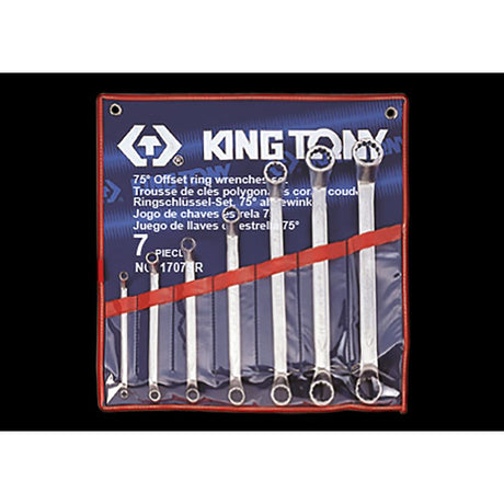 KING TONY Profi-Werkzeuge - Polygonaler Doppel-Ringschlüssel-Set, 75° abgewinkelt, Zoll - 6 tlg. 1707SR