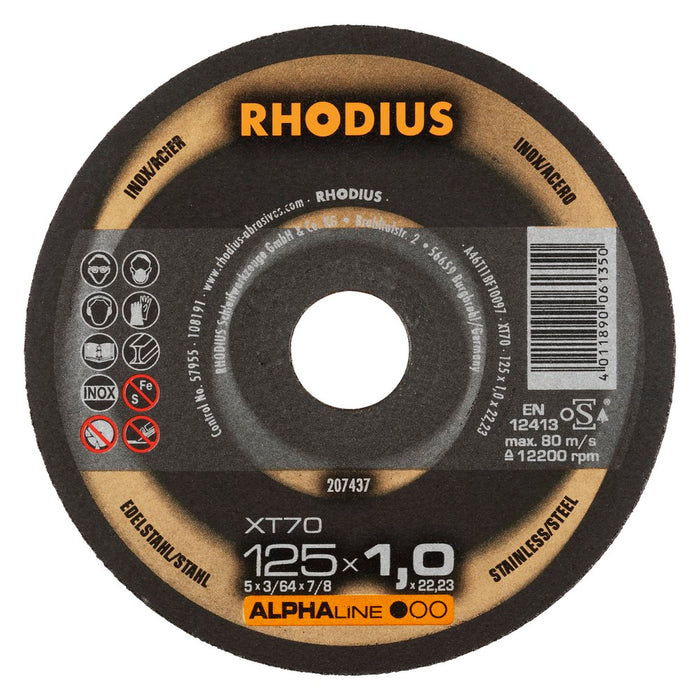 RHODIUS Trennscheibe XT70 - 125 x 1,0 x 22,23mm - 10 Stück - 207809