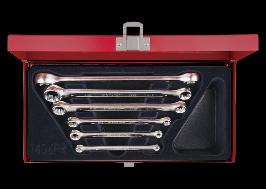 KING TONY Profi-Werkzeuge - Außen-TORX®-Doppelringschlüssel-Set, flach - 6 tlg. 1406PR