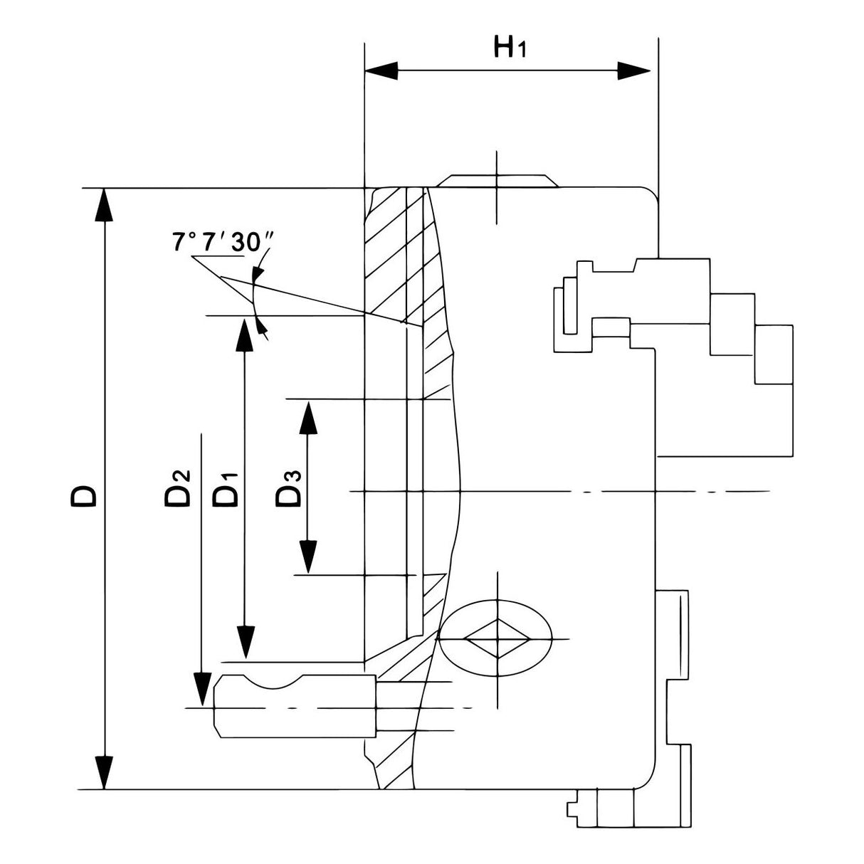 BERNARDO 4-Backenfutter aus Guss – Modell Standard-4-Backenfutter DK12-200/D4