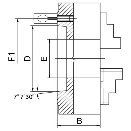 BERNARDO 3-Backenfutter aus Guss – Modell Standard-3-Backenfutter PS3-160/D5