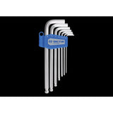 KING TONY Profi-Werkzeuge - 6-Kantschlüssel-Set, runder Kopf, lang, Zoll - 7 tlg. 20107SR