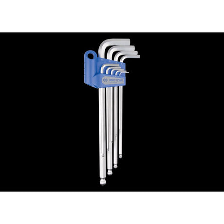 KING TONY Profi-Werkzeuge - 6-Kantschlüssel-Set, runder Kopf, extra lang, metrisch - 9 tlg. 20109MR