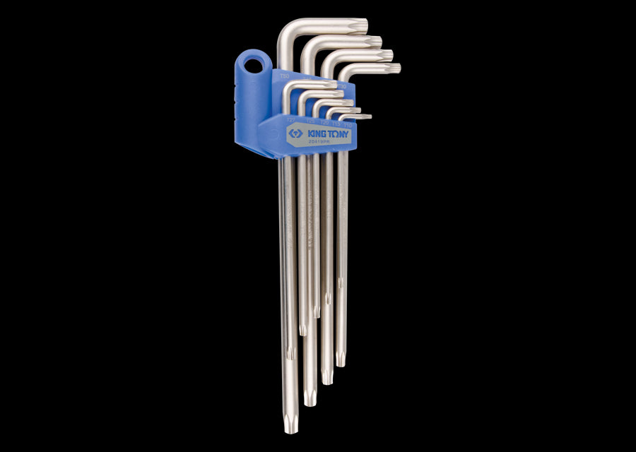 KING TONY Profi-Werkzeuge - RESISTORX® 6-Kantschlüssel-Set, extra lang - 9 tlg. 20419PR