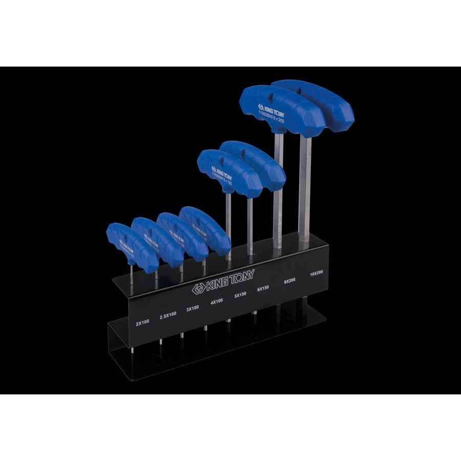 KING TONY Profi-Werkzeuge - T-Griff 6-Kantschlüssel-Set, runder Kopf, mit Ständer - 8 tlg. 21108MR