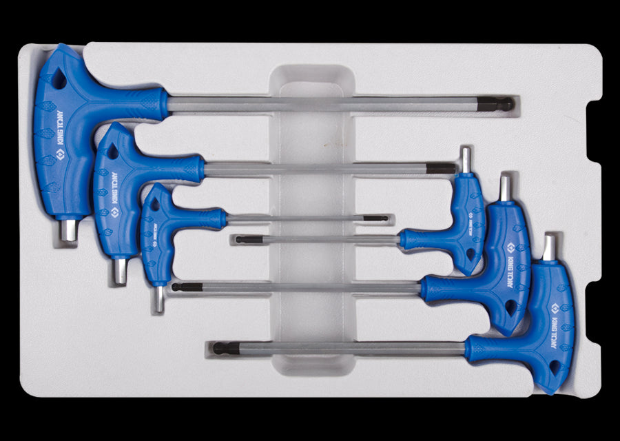 KING TONY Profi-Werkzeuge - L-Griff 6-Kantschlüssel-Set, runder Kopf - 6 tlg. 22106MR