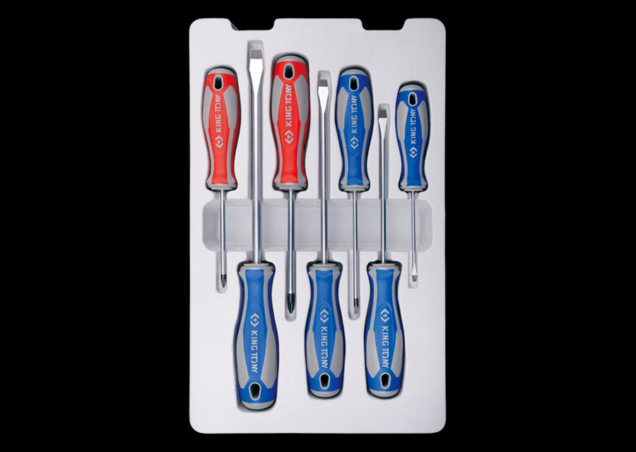 KING TONY Profi-Werkzeuge - Schlitz- und PHILLIPS®-Schraubendreher-Set - 7 tlg. 30117MR