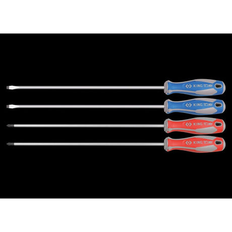 KING TONY Profi-Werkzeuge - Schlitz- und PHILLIPS®-Schraubendreher-Set, extra lang - 4  tlg. 30104MR