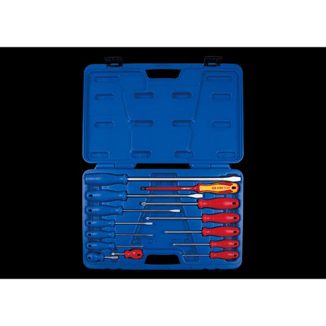 KING TONY Profi-Werkzeuge - Flach- und PHILLIPS®Schraubendreherset, PVC-Griffe - 14 tlg. 35114MR