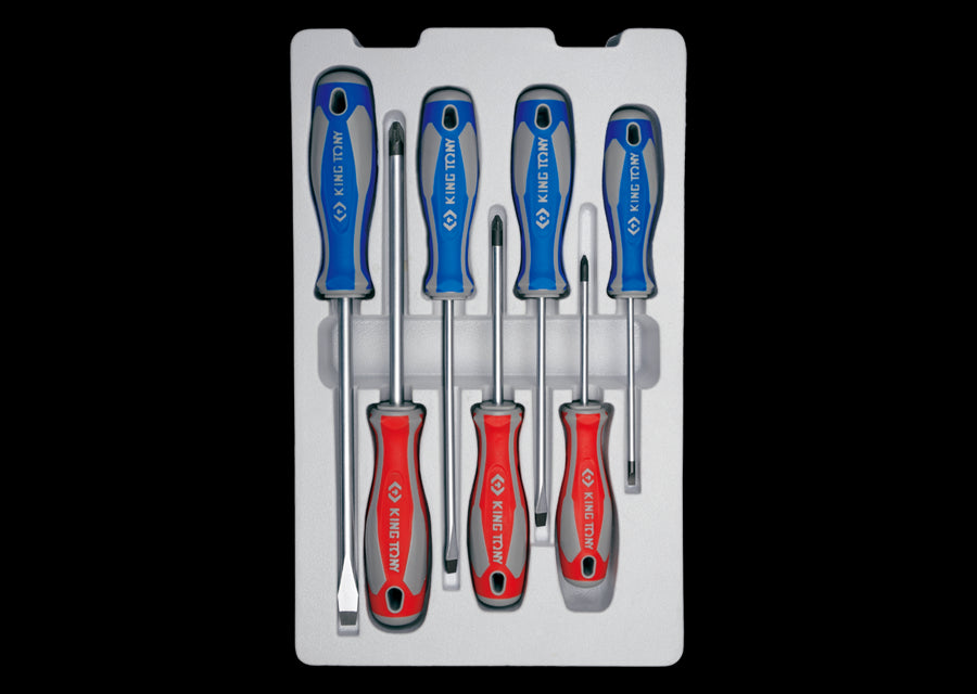 KING TONY Profi-Werkzeuge - Schlitz- und PHILLIPS®-Schraubendreher-Set - 7 tlg. 30127MR
