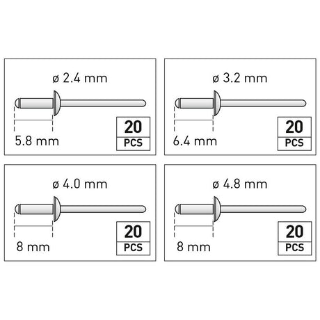 Kraftwerk Handnietzangen-Satz mit 80 Nieten