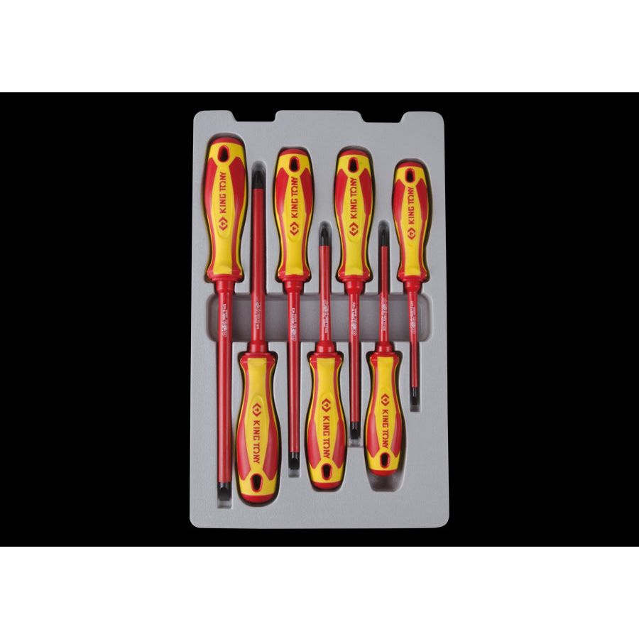 KING TONY Profi-Werkzeuge - Schlitz- + POZIDRIV®-Schraubenzieher-Set - 7 tlg. 30607MR