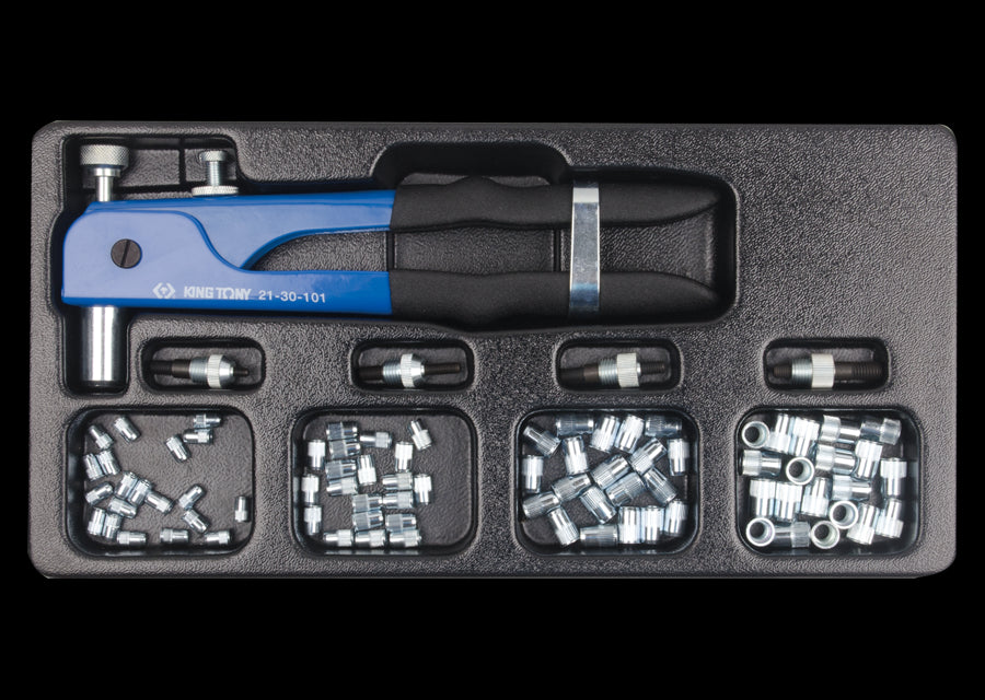 KING TONY Profi-Werkzeuge - Manueller Nietzangen-Set, mit Zubehör - 85 tlg. 213009MR