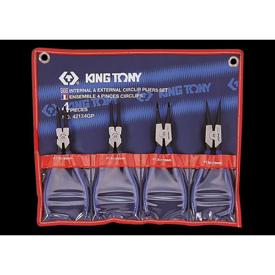 KING TONY Profi-Werkzeuge - Sprengringzangen-Set mit konischen Spitzen - 4 tlg. 42134GP