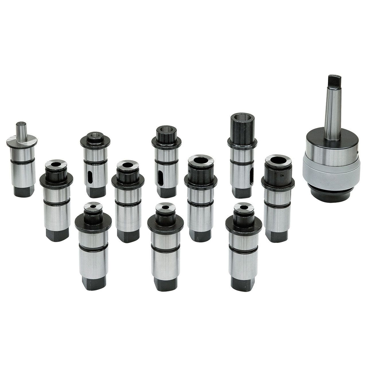 BERNARDO Zubehör für Bohr- und Fräsmaschine – Modell Gewindeschneid-Schnellwechselfutterset MK 3 / M6 - M30 / 12 tlg.