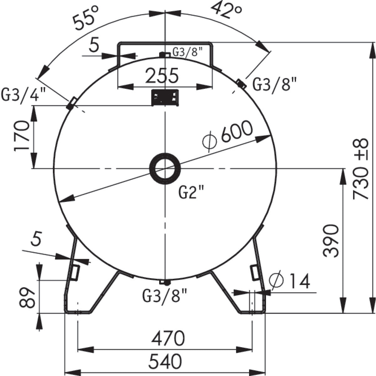AIRCRAFT Druckluftbehälter  ACDB 270/15 H verzinkt SM-2500299