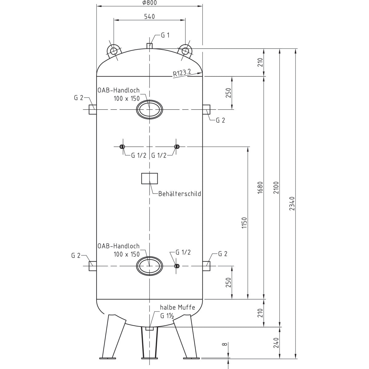 AIRCRAFT Druckluftbehälter  DB VZ 1000/16 V SM-2500880