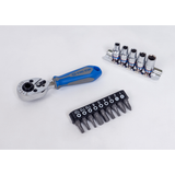 KING TONY Profi-Werkzeuge - 1/4" Steckschlüssel-Set, mit Zubehör - 15 tlg. 2515MR