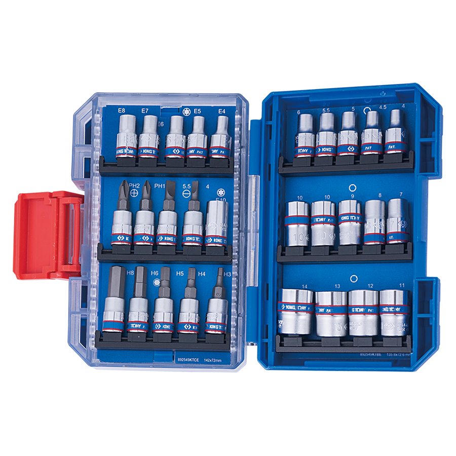 KING TONY Profi-Werkzeuge - 1/4" Steckschlüssel-Set - 48 tlg.  extra kompakt 2549MREB