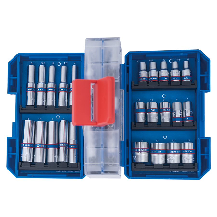 KING TONY Profi-Werkzeuge - 1/4" Steckschlüssel-Set - 48 tlg.  extra kompakt 2549MREB