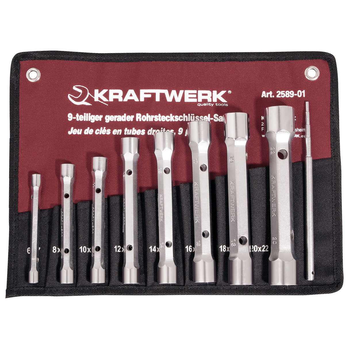 Kraftwerk Doppelsteckschlüssel Set Sechskant mit Stift, 6 - 22 mm