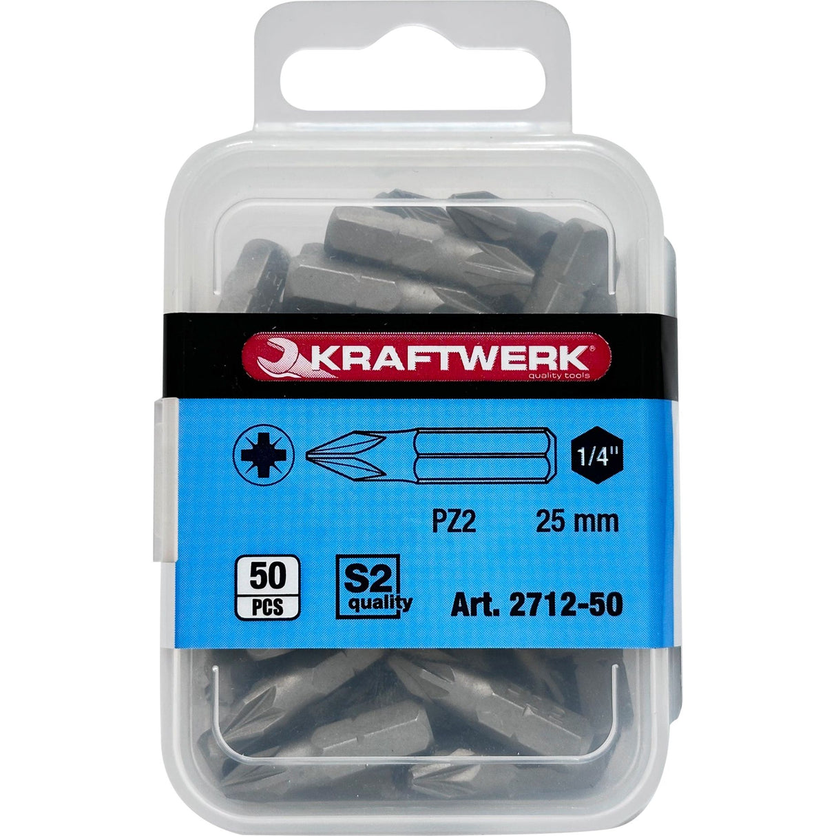 Kraftwerk 1/4" Schraubendreher-Bit Pozidriv PZ2, 50 Stk