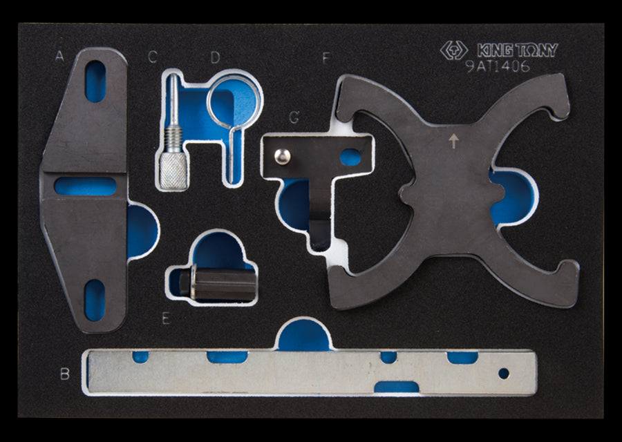 KING TONY Profi-Werkzeuge - Steuerzeiten-Einstell-Set für Bezin- und Dieselmotoren mit Doppel-Noc 9AT1406E