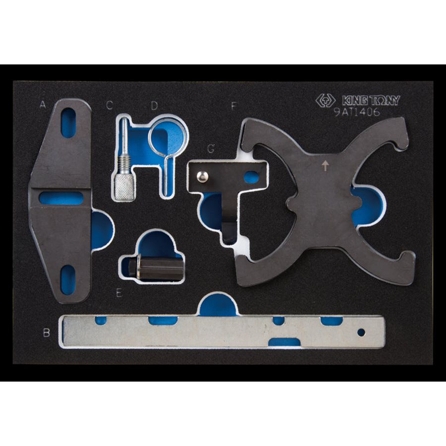 KING TONY Profi-Werkzeuge - Steuerzeiten-Einstell-Set für Bezin- und Dieselmotoren mit Doppel-Noc 9AT1406E