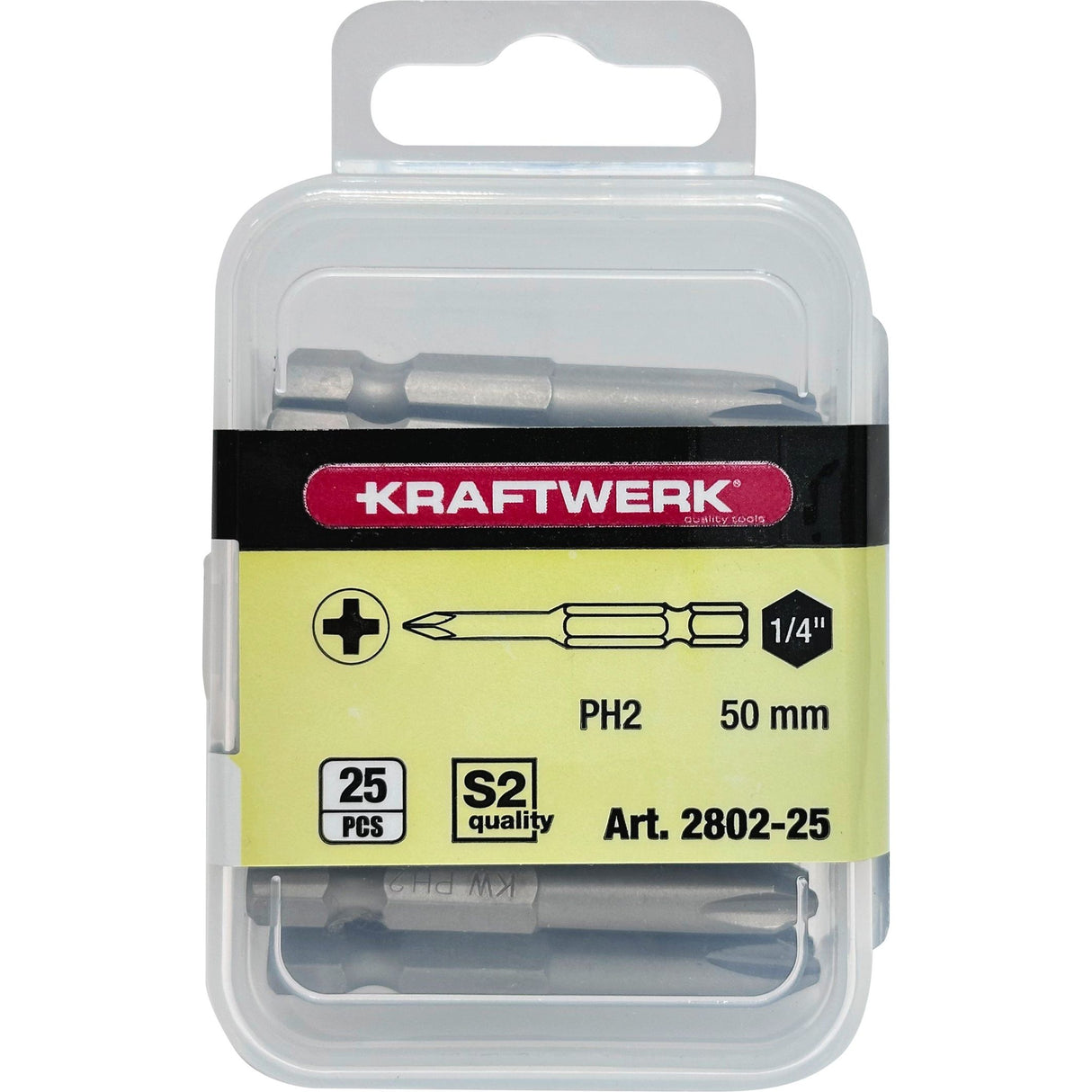 Kraftwerk 1/4" Schraubendreher-Bit Phillips PH2, 50 mm lang, 25 Stk