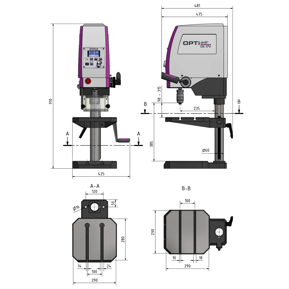Optimum Tischbohrmaschine OPTIdrill DX 17V - SM-3020170