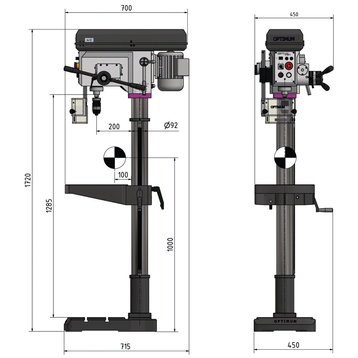 Optimum Säulenbohrmaschine OPTIdrill DH 28FS Set - SM-3020284SET
