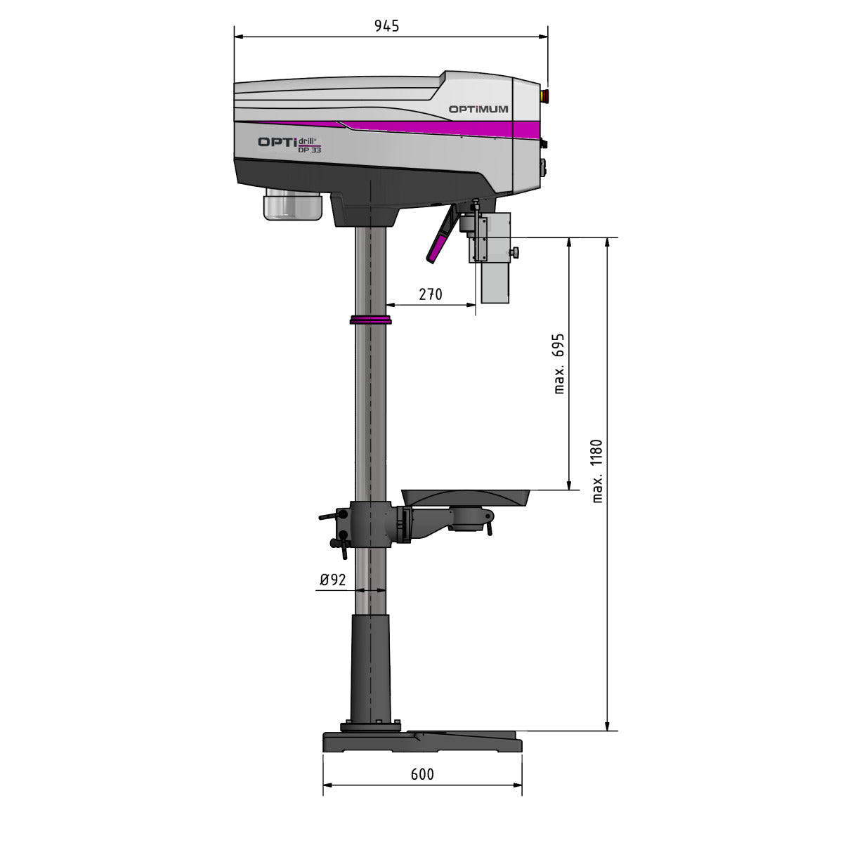 Optimum Säulenbohrmaschine OPTIdrill DP 33V - SM-3020680