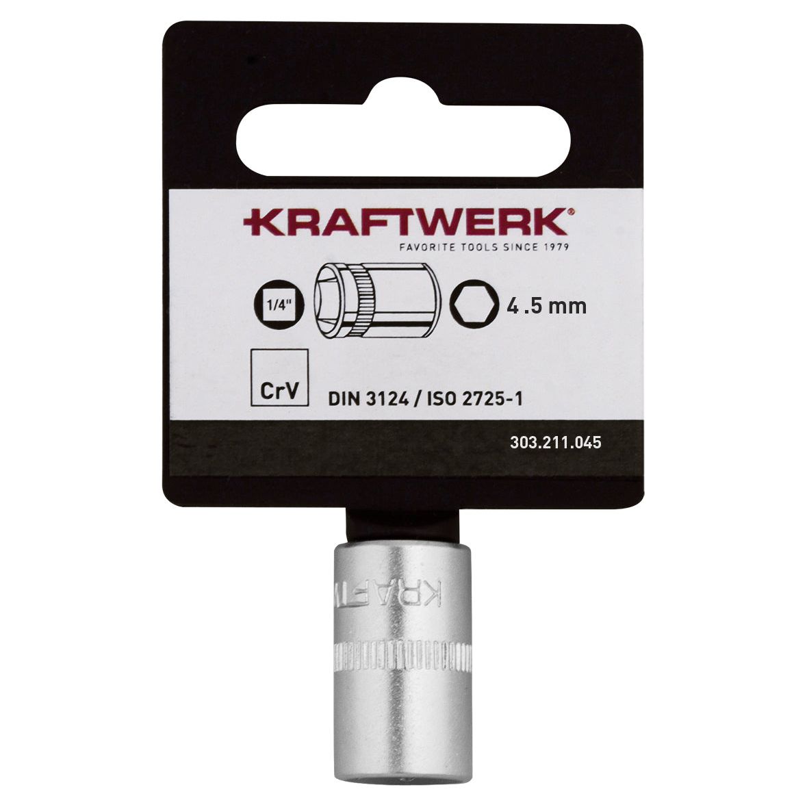 KRAFTWERK BASIC LINE 4,5 mm 1/4" Steckschlüsseleinsatz Aussen Sechskant, mit Aufhänger, - KW-303.211.045