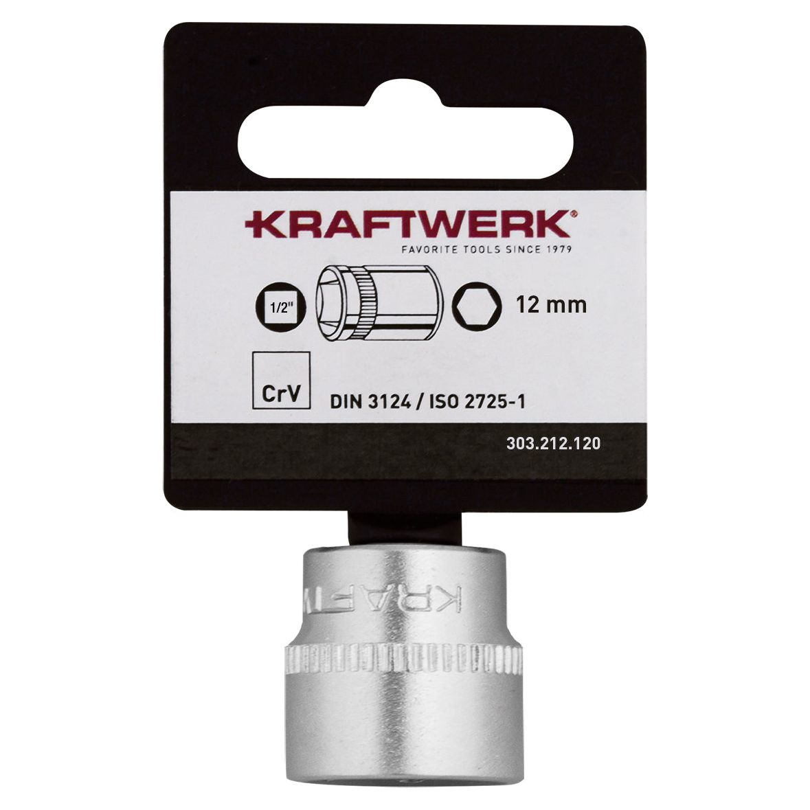 KRAFTWERK BASIC LINE 12 mm 1/2" Steckschlüsseleinsatz Aussen Sechskant, mit Aufhänger, - KW-303.212.120