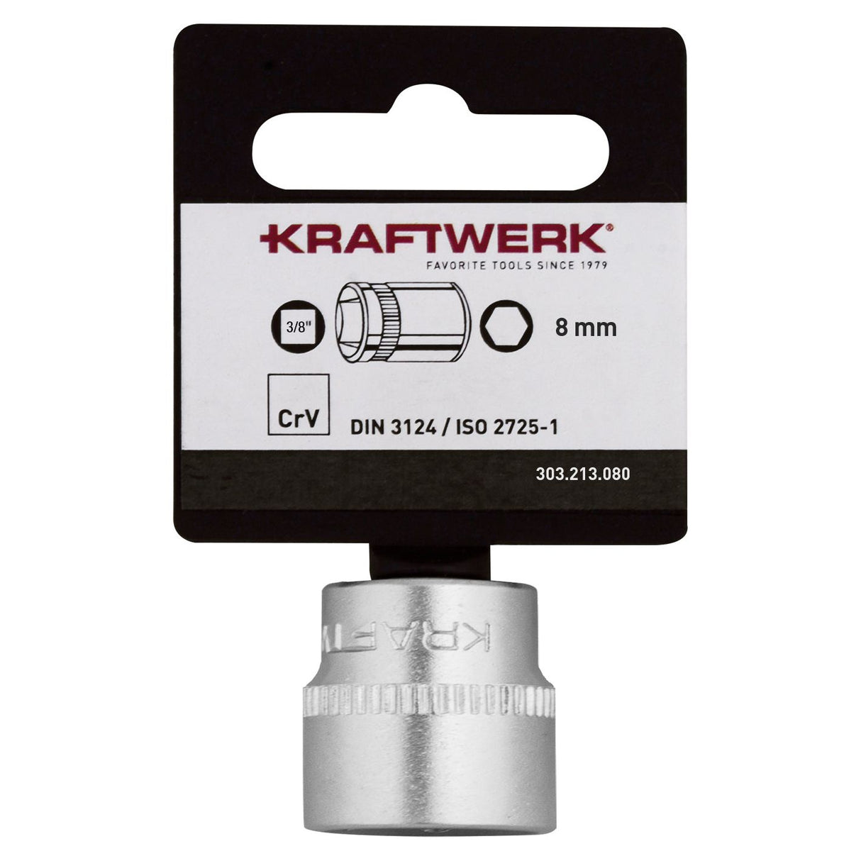 KRAFTWERK BASIC LINE 8 mm 3/8" Steckschlüsseleinsatz Aussen Sechskant, mit Aufhänger, - KW-303.213.080